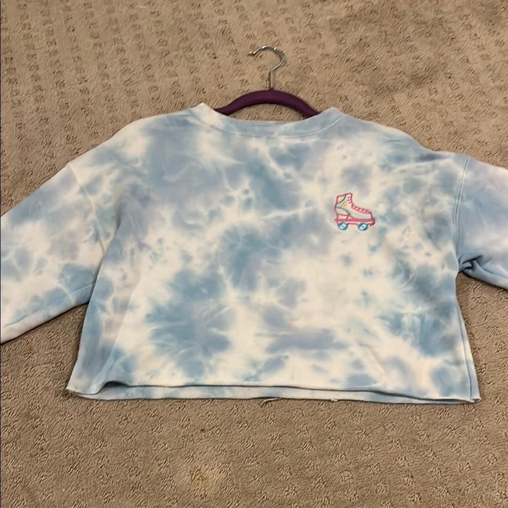 Kids Tie-Dye Blue Sweatshirt with Roller Skate Design